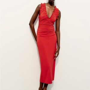 Zara Midi Dress with Ruffles